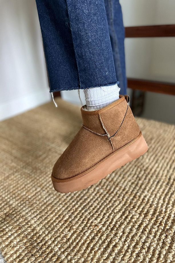Kadın Süet Yarım Bot İçi Kürklü Bot & Bootie TS1146 - 6
