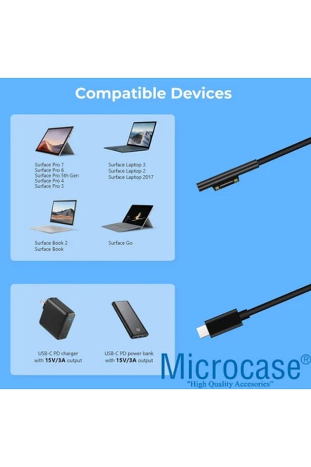 Surface Pro 3-4-5-6-7-8 uyumlu Type-C PD Manyetik Şarj Kablosu 150 cm - AL4145 - 2