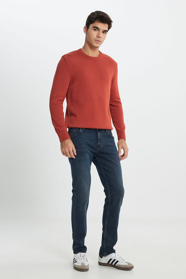 Regular Fit Normal Kesim Turuncu Triko Kazak - 3