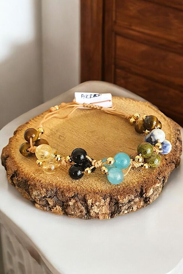 Scorpio Sign Handcrafted Elegant Women's Natural Stone Bracelet 6 mm (Gift, Birthday, Special Day)