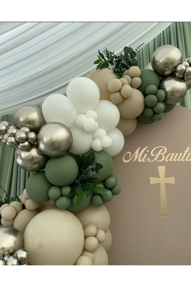 Green White Sea Sand White Chrome Balloon Chain Set 103