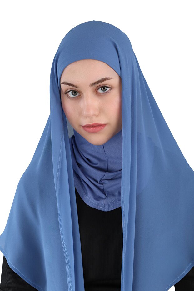 وشاح شيفون بيضاوي الشكل مع حجاب داخلي - ST 111 ( 2911142 )