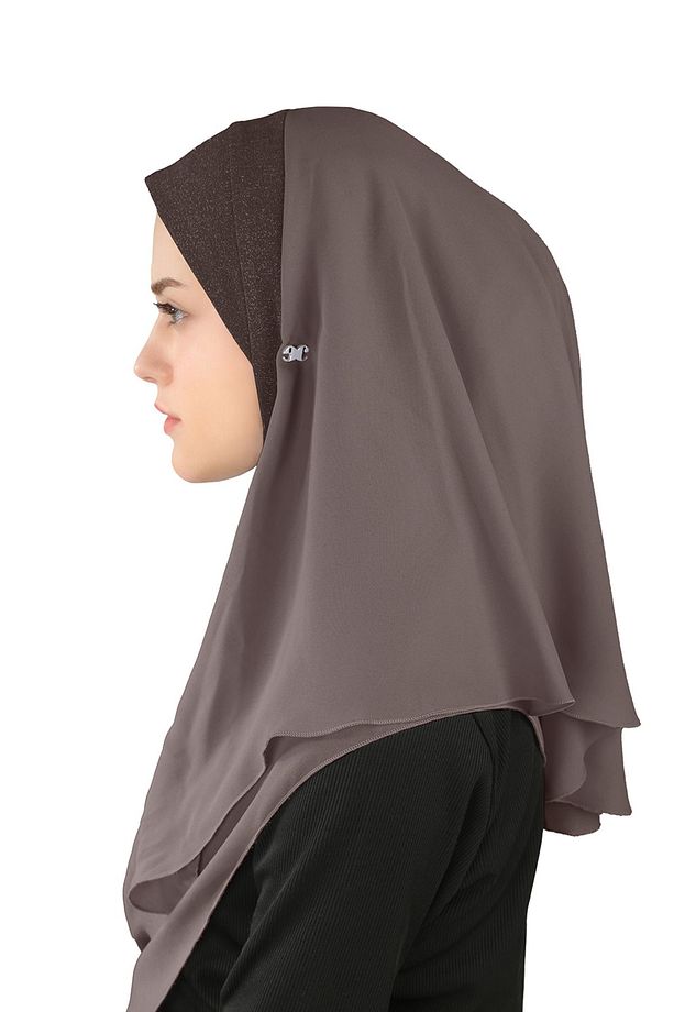 Simli Kumaş Krep Rahat Şal - St 098 Koyu Kahve - 4