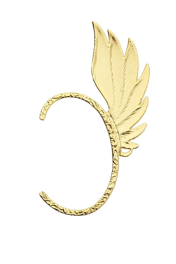 Kadın Altın Renk Lak Kaplama Sol Kulak Geçirmeli Model Yaprak Formlu Ear Cuff Küpe - 5