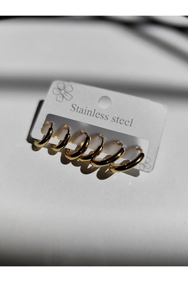 Stainless Steel 6-Piece Hoop Earrings