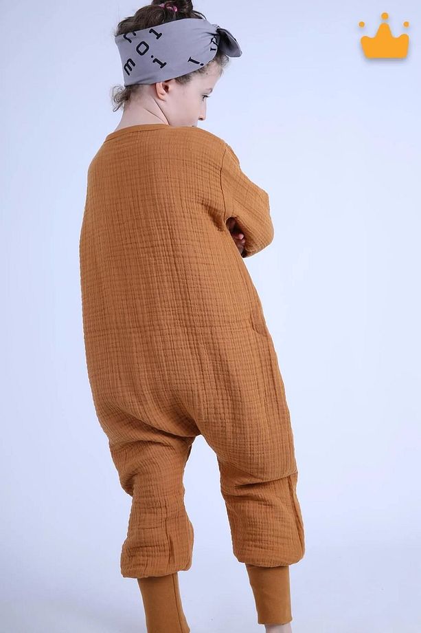 2-8 Yaş 1 Tog 4 Katlı Müslin Çocuk Uyku Tulumu Unisex Uzun Kollu Uyku Tulumu - 5