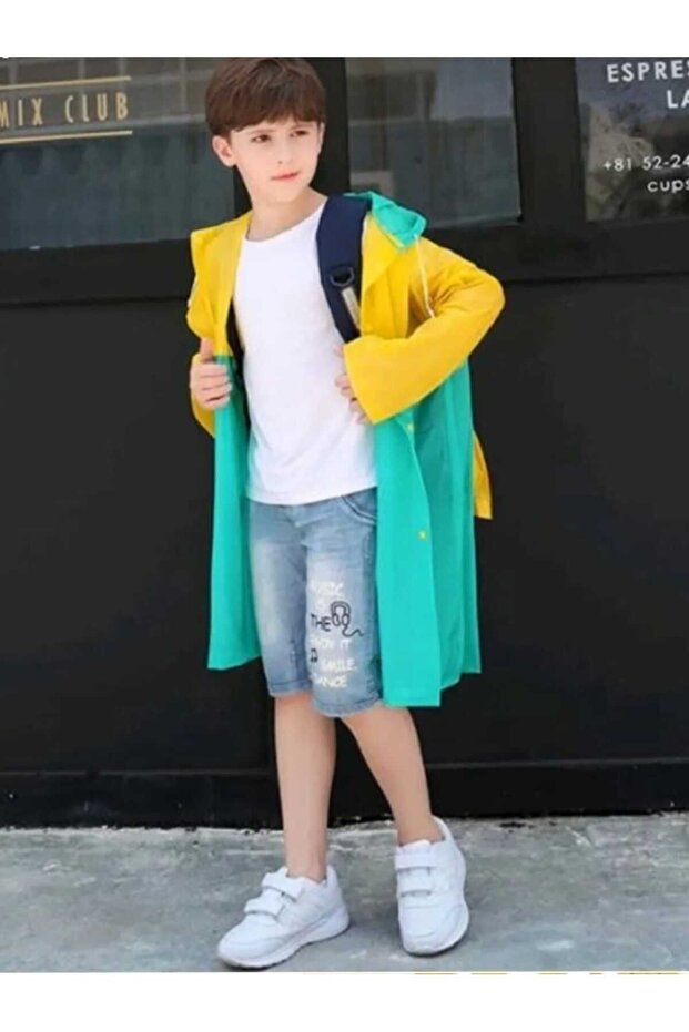 Unisex Children's Yellow Raincoat - Primary School Protected Bag