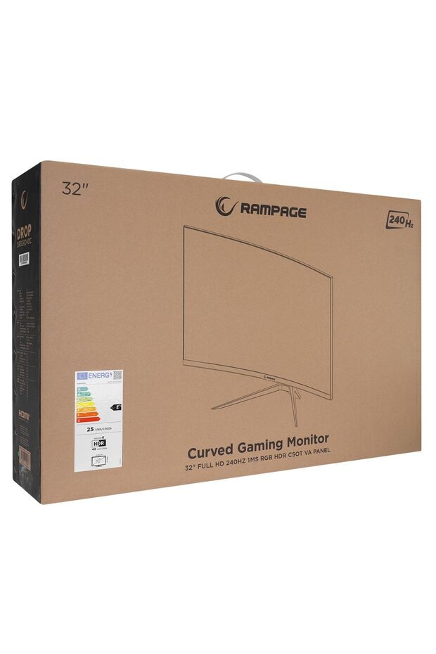 DROP DR32R240C 32 240Hz 1ms CSOT VA FHD Freesync HDR RGB PC Curved Oyuncu Monitörü - 8