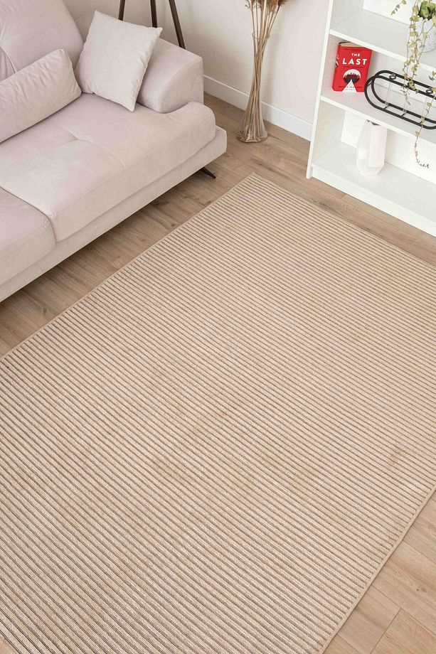 Opal Viskon Dokuma Halı Bukle Havlı Peluş Kaymaz Taban Yıkanabilir Bej Mutfak Halısı 1651 - 7