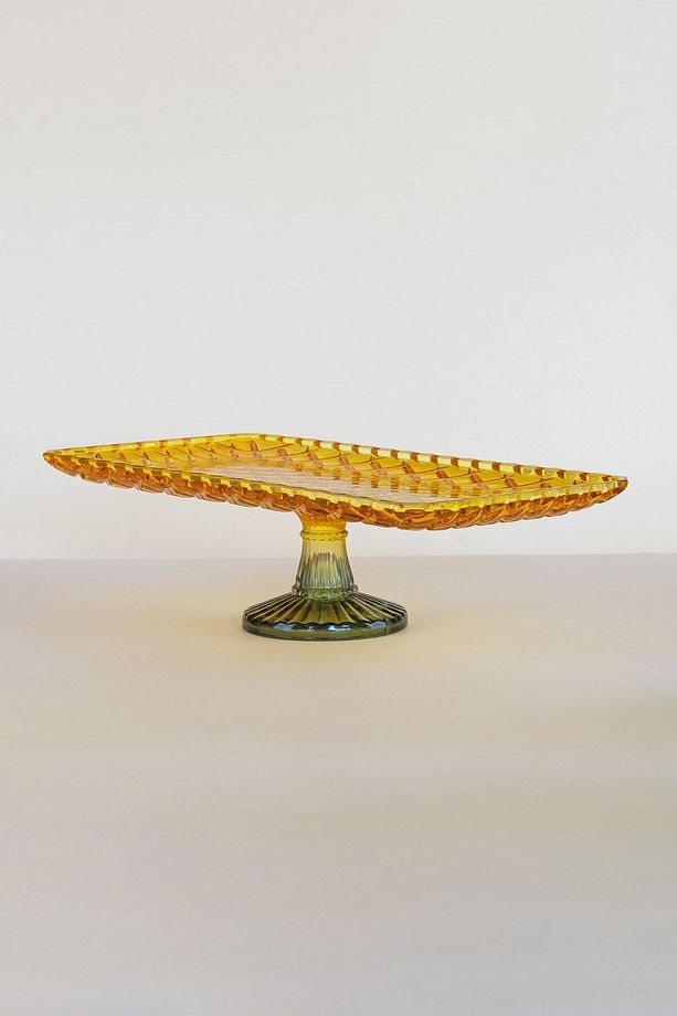 Ayaklı Oval Kayık Tabak Sarı - Yeşil - 3