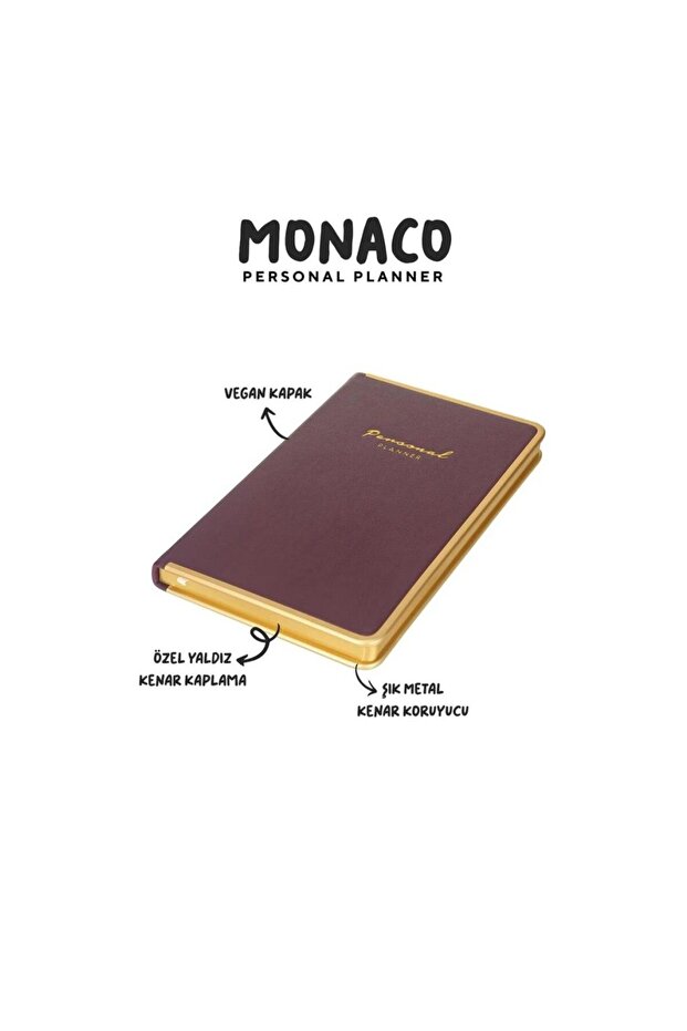 Vj Monaco Vegan Leather Hard Cover Planner Notebook 100 Gr Ivory Paper192 Pages