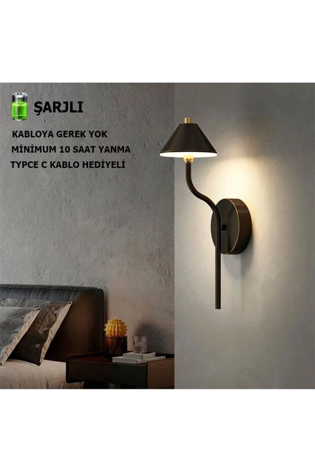 Modern Black Led Aplik -ŞARZLI -Gün Işığı - 1