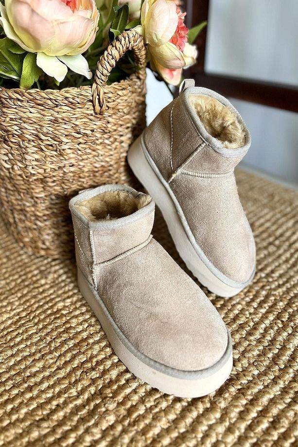 Kadın Süet Yarım Bot İçi Kürklü Bot & Bootie TS1146 - 6