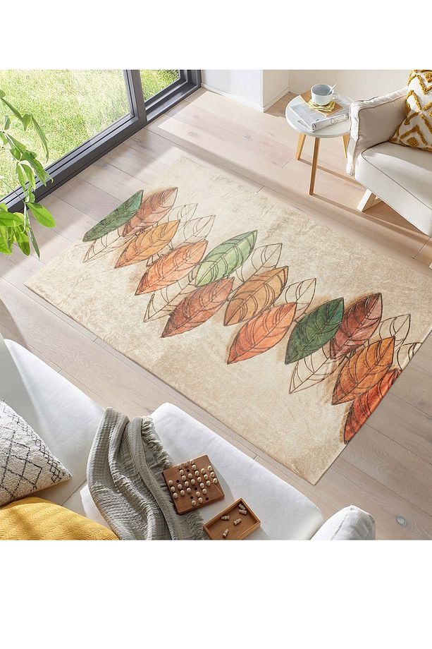 Modern Desenlerde Kadife Dokulu Lastikli Süngerli Kaymaz Yıkanabilir Halı Örtüsü - 9 m2 - 2