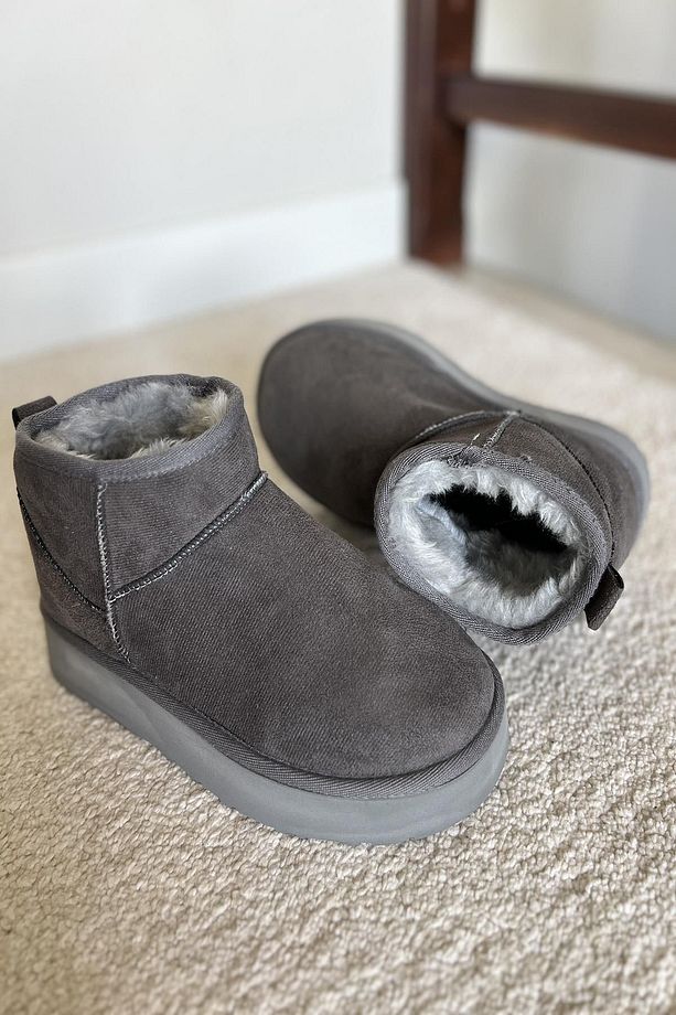 Kadın Süet Yarım Bot İçi Kürklü Bot & Bootie TS1146 - 6