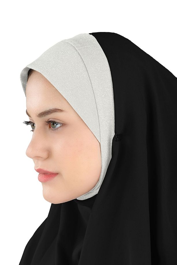 Simli Kumaş Krep Rahat Şal - St 098 Açık Gri - 3
