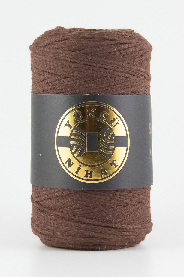 Pamuk Makrome Ipi (216) KOYU KAHVE 200gr 200mt Cotton Zincir Makrome Çanta Ipi Supla Ipi Koton Ip - 1