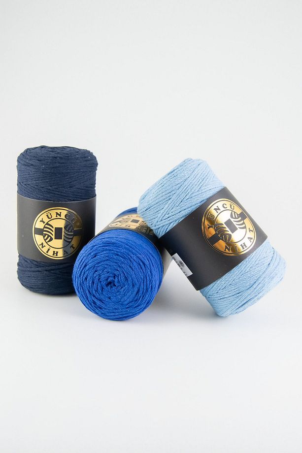 Pamuk Makrome Ipi (204) MAVİ 200gr 200mt Cotton Zincir Makrome Çanta Ipi Supla Ipi Koton Ip - 4