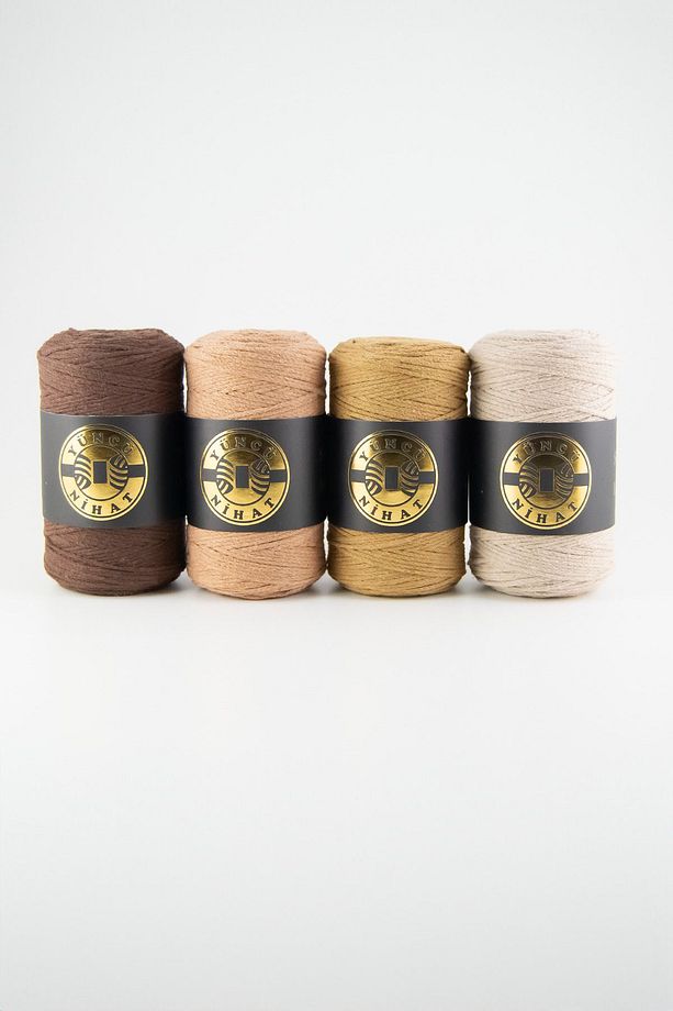 Pamuk Makrome Ipi (216) KOYU KAHVE 200gr 200mt Cotton Zincir Makrome Çanta Ipi Supla Ipi Koton Ip - 3