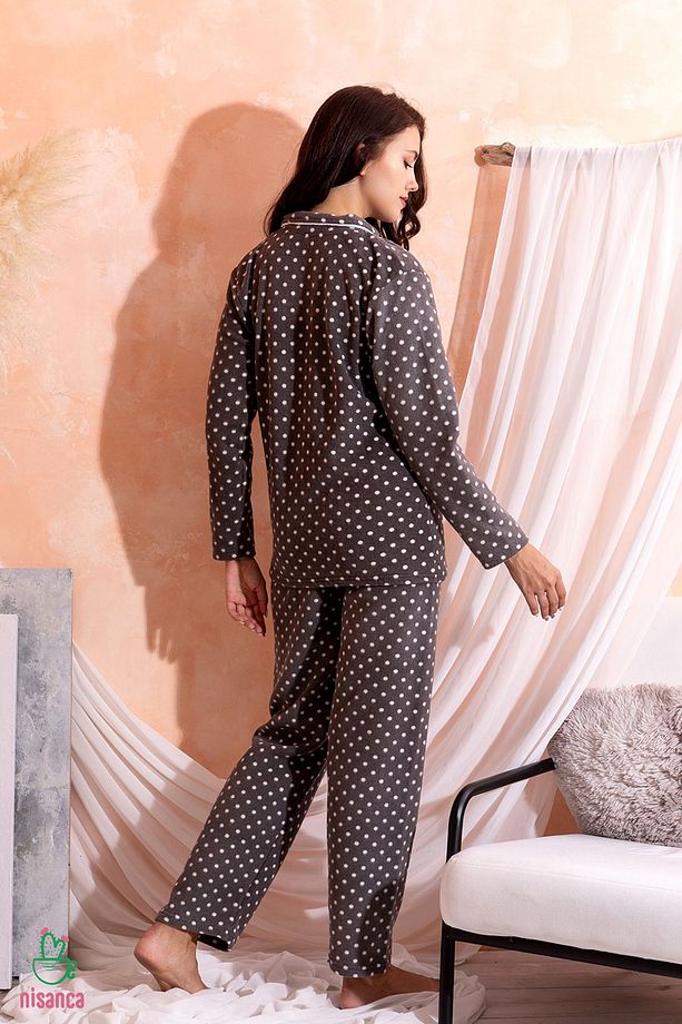 Kışlık Welsoft Peluş Inci Polar Düğmeli Yılbaşı Pijama Takımı 'ipeksi Doku' - 5