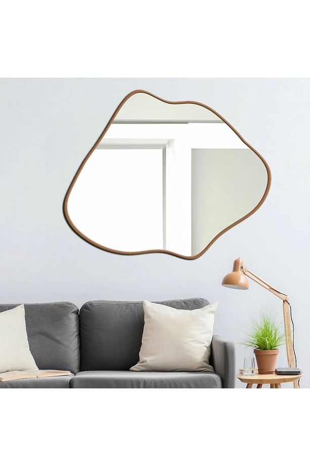 Geometrik ahşap taban 100cm modern duvar aynası, boy aynası (Code:01) - 2