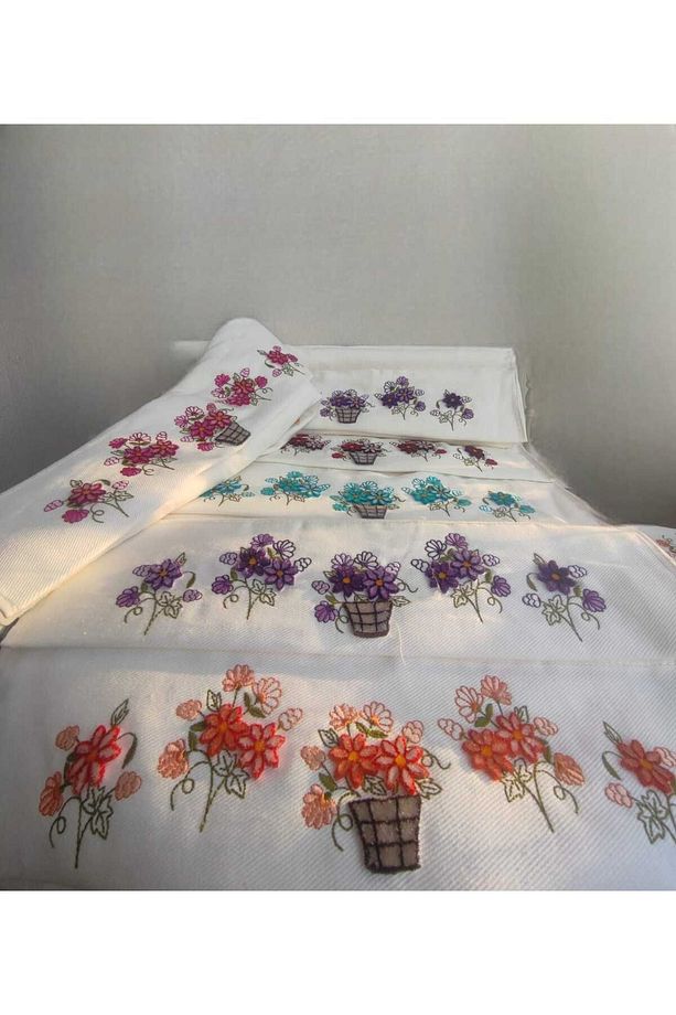 Soft Kadife Havlu 6 Adet 3 Boyutlu Tafting Baskılı 50x90 cm - 4