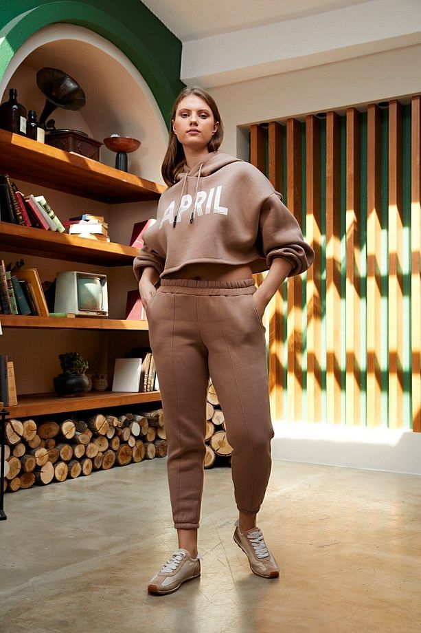 Camel Şardonlu Dikişli Jogger Pantolon - 6