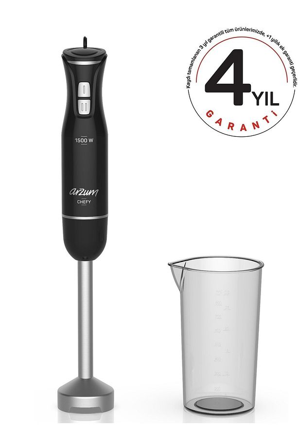 0,5 - 1,5 L AR1139-S Chefy El Blender - Siyah Yok C / F Siyah 3 Yıl Modern Metal Yok Plastik Resmi - 1