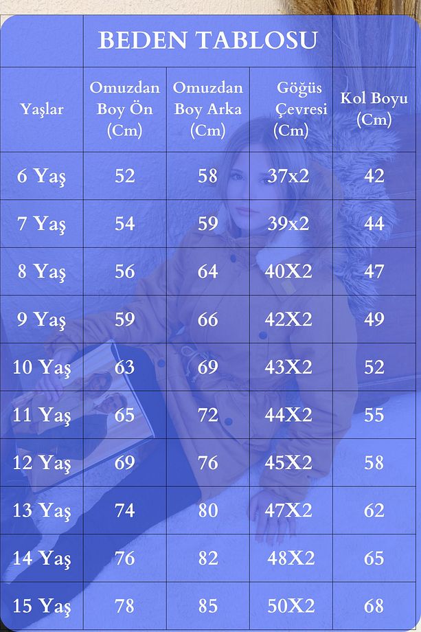 Çocuk Unisex Kışlık Su İtici Uzun Kürk Kaplama Mont Kaban 6-15 YAŞ - 3