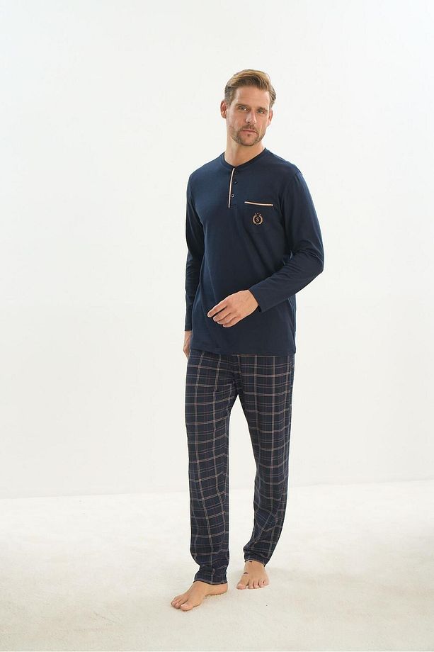 Erkek Uzun Kol Lacivert Pijama Takım C7T3N5O9 - 2