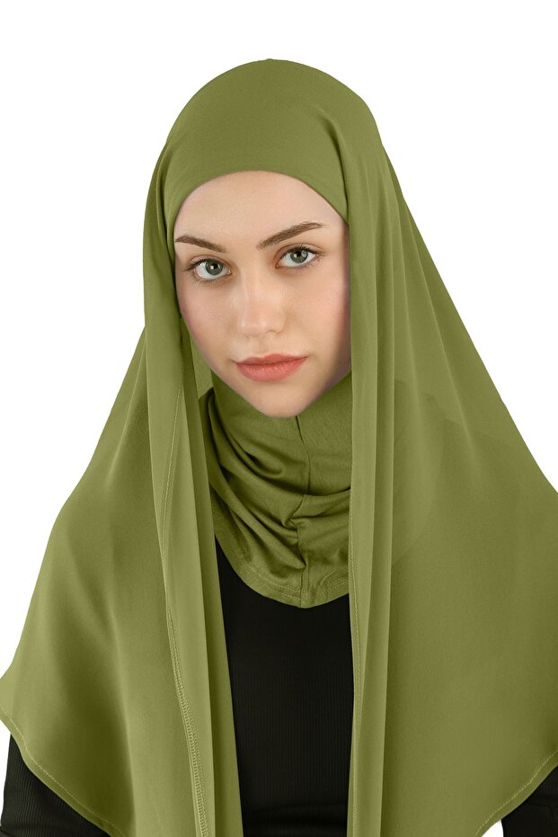وشاح شيفون بيضاوي الشكل مع حجاب داخلي - ST 111 ( 2911140 )