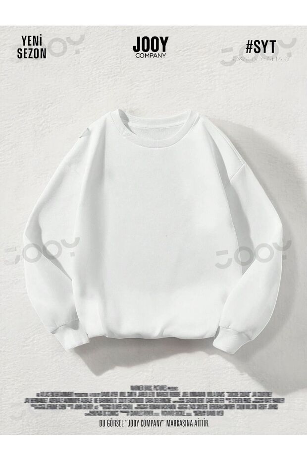 White 3 thread Crew Neck Plain Unprinted Basic Sweatshirt