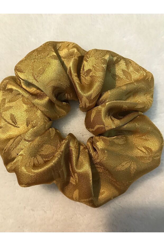 Oil Green Patterned Satin Bagel Buckle