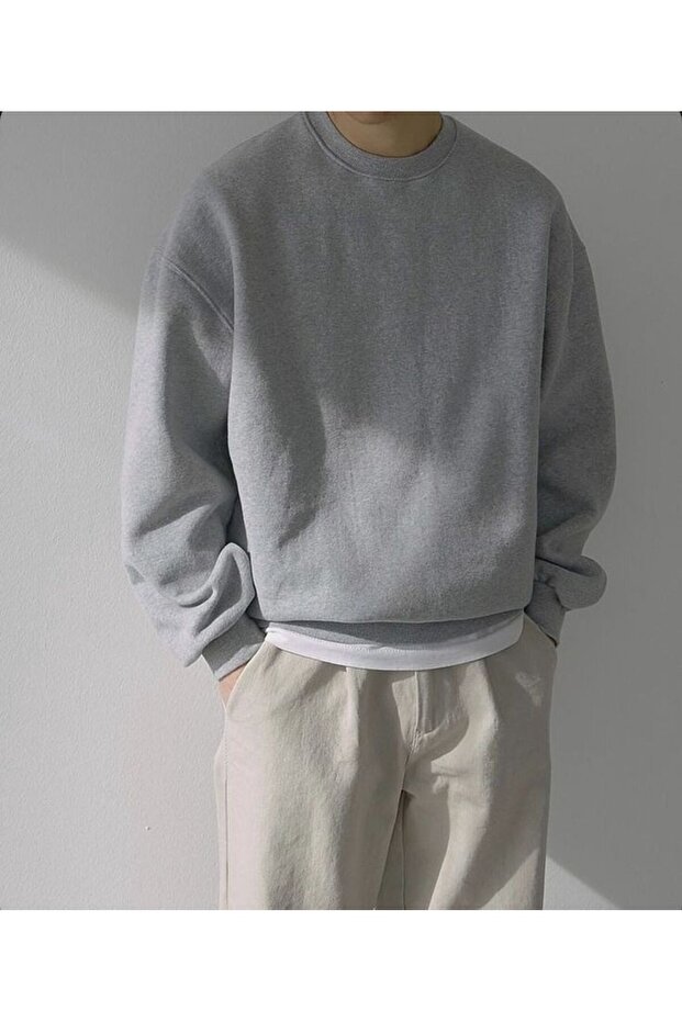 سويت شيرت مدمج برقبة دائرية - 3 خيوط مرتفعة - 1