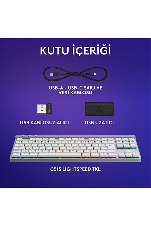 G515 Lightspeed TKL Tactile Switch İngilizce RGB Kablosuz Gaming Klavye (920-012539) - 5
