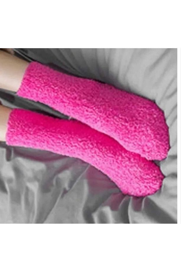 4 Çift Peluş Uyku Çorabı Renkli Yarım Konç Welsoft - 3