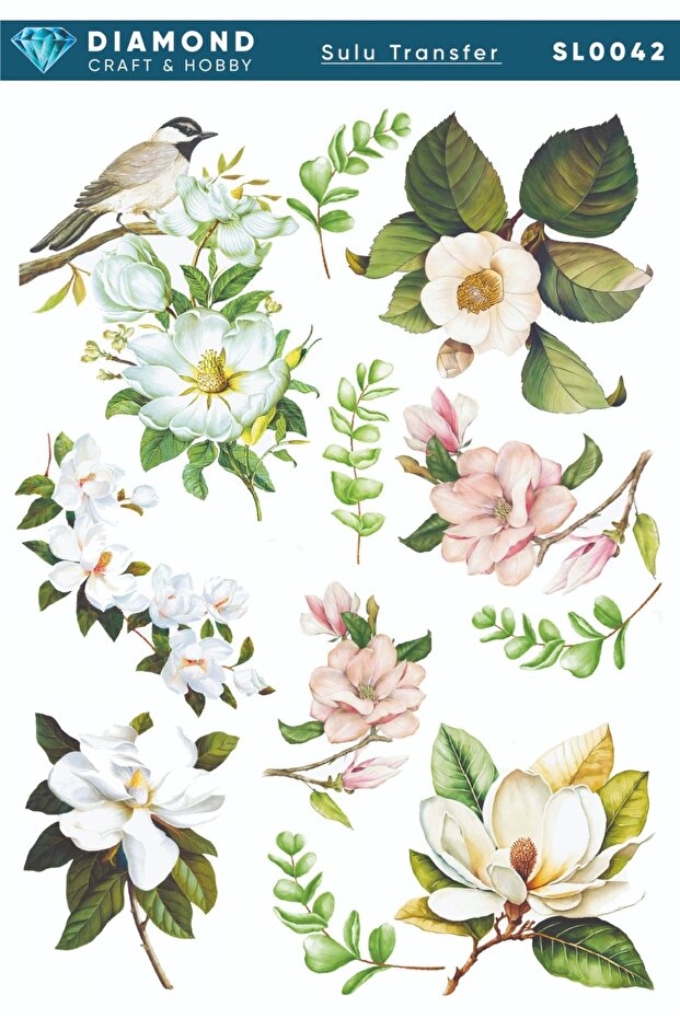 Diamond Water Soluble Transfer Paper Sl0042 25X35Cm - Flower and Bird