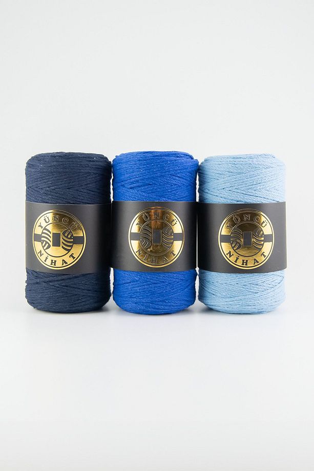 Pamuk Makrome Ipi (204) MAVİ 200gr 200mt Cotton Zincir Makrome Çanta Ipi Supla Ipi Koton Ip - 3