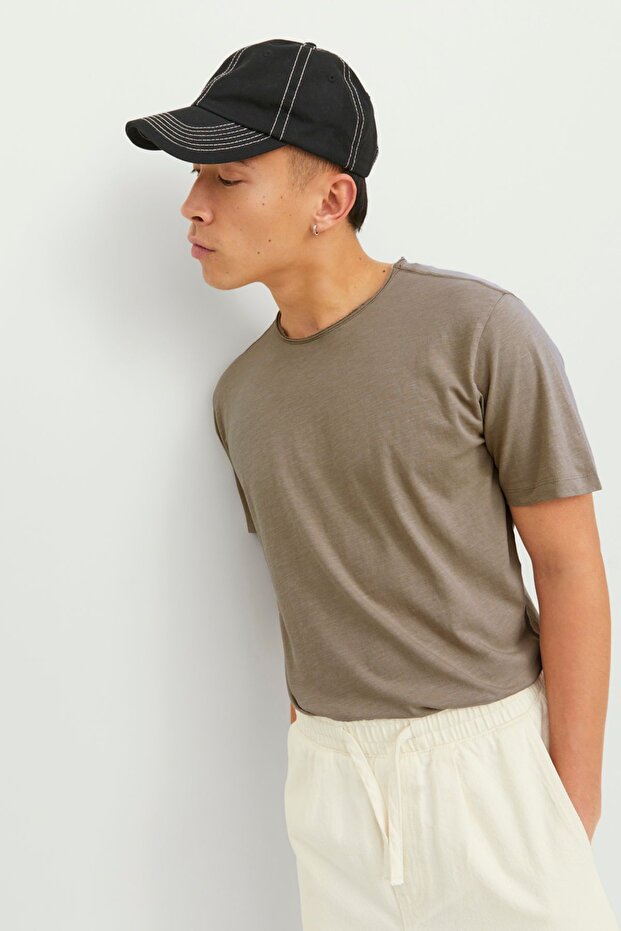 Erkek Bisiklet Yaka Basic Tişört - Basher - 2