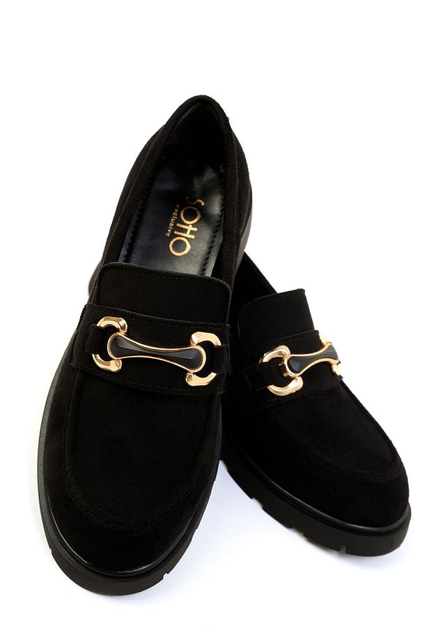 Siyah Süet Kadın Loafer Ayakkabı 19655 - 5