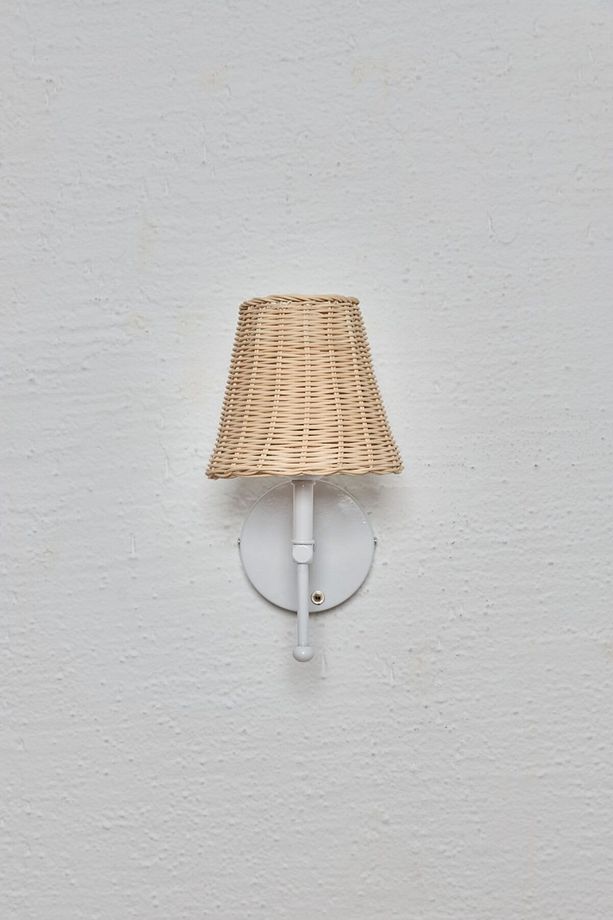 Rattan Beyaz Kablosuz Pilli Ledli Duvar Aydınlatması Aplik - 1