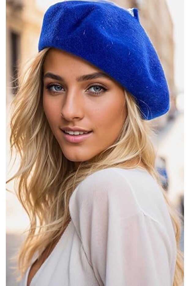 Fransız Ressam Keçe Bere Saks Mavi - 3