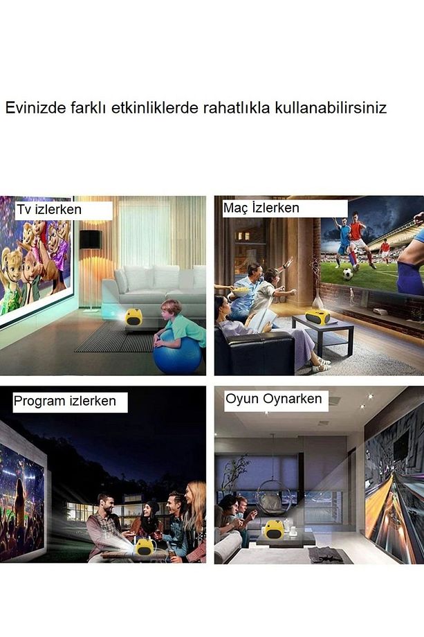 Taşınabilir Mini projektör 480P Destek Wifi Telefon Android İos Tv Ev Sineması Projeksiyon - 5