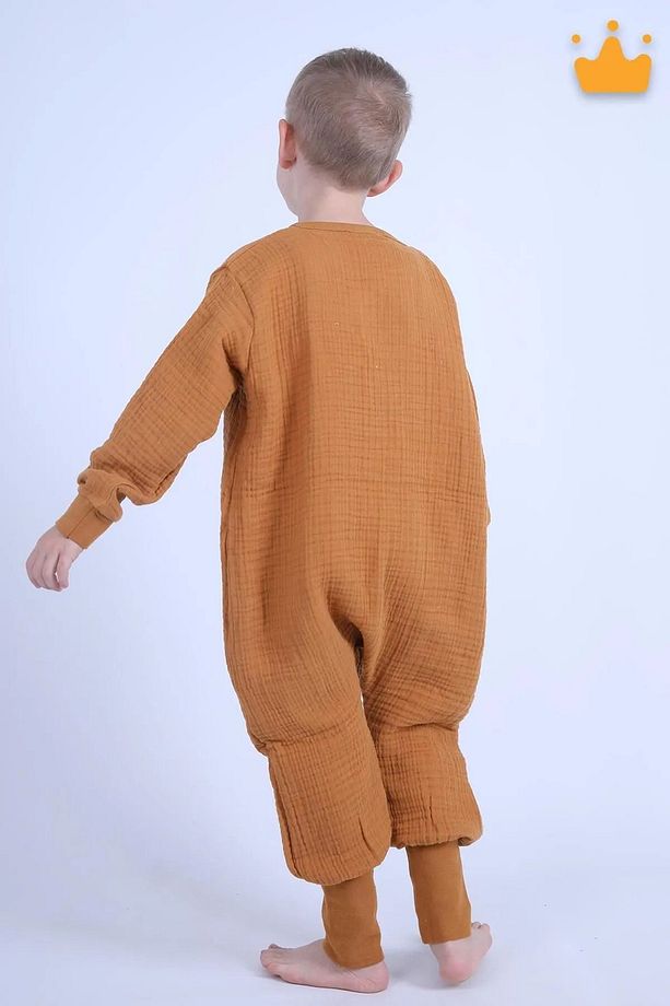 2-8 Yaş 1 Tog 4 Katlı Müslin Çocuk Uyku Tulumu Unisex Uzun Kollu Uyku Tulumu - 2