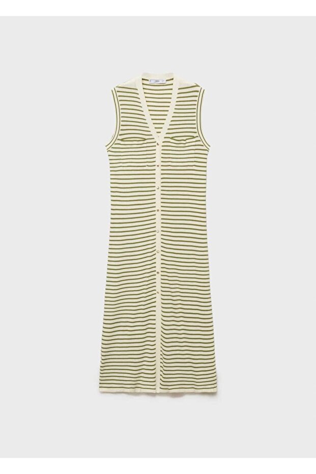 Çizgili triko elbise - 2