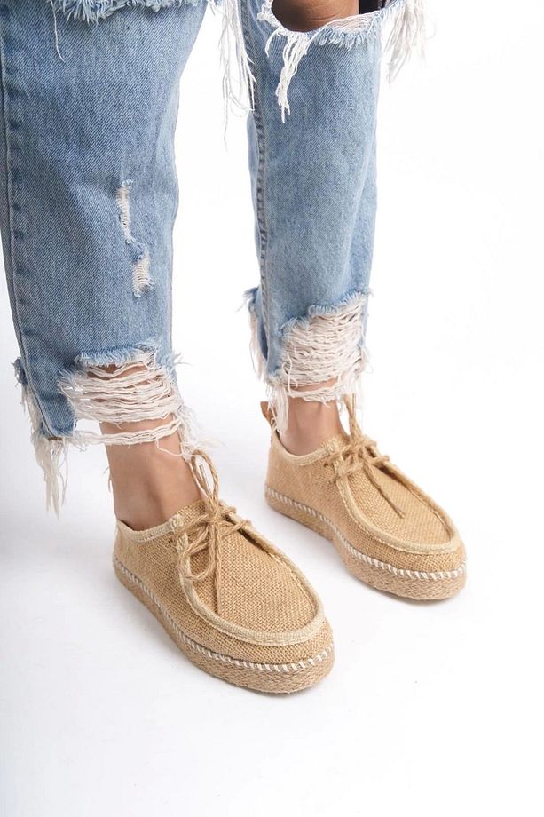 Erkek/kadın Unisex Camel Hasır Taban Rahat Triko Spor Günlük Ayakkabı - 4