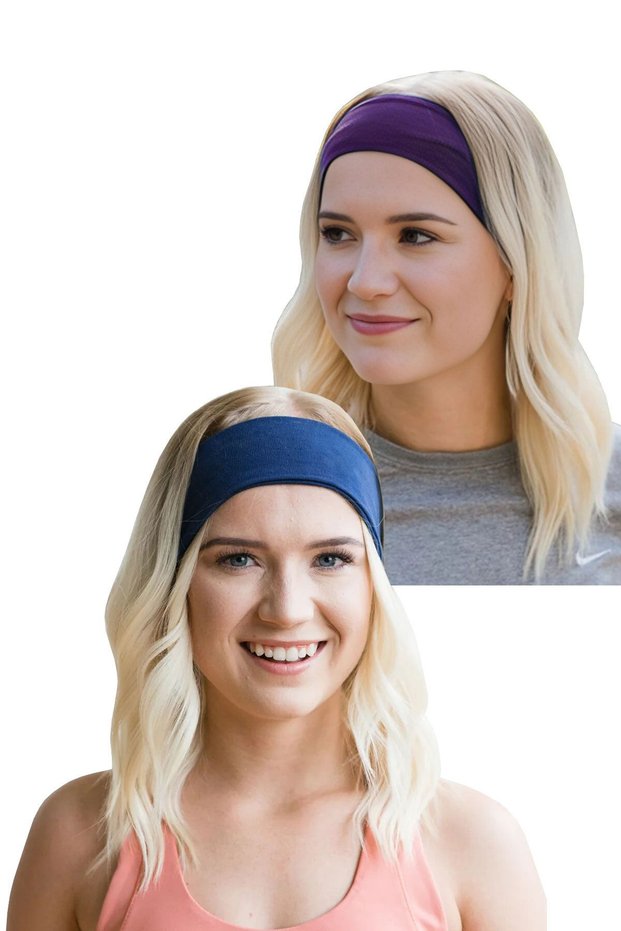2-Pack Sports Headbands - Women & Men Sports Tennis Yoga Running Makeup Skin Face Washing Hairband Set