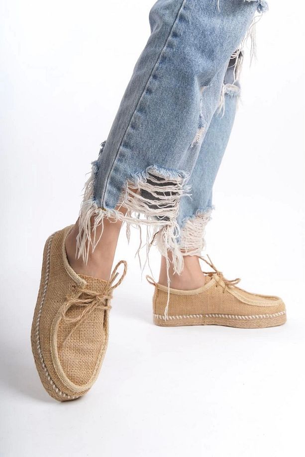 Erkek/kadın Unisex Camel Hasır Taban Rahat Triko Spor Günlük Ayakkabı - 1
