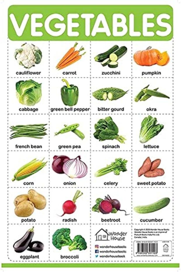 Vegetables My First Early Learning Wall Chart For Preschool Kindergarten Nursery And Homeschool
