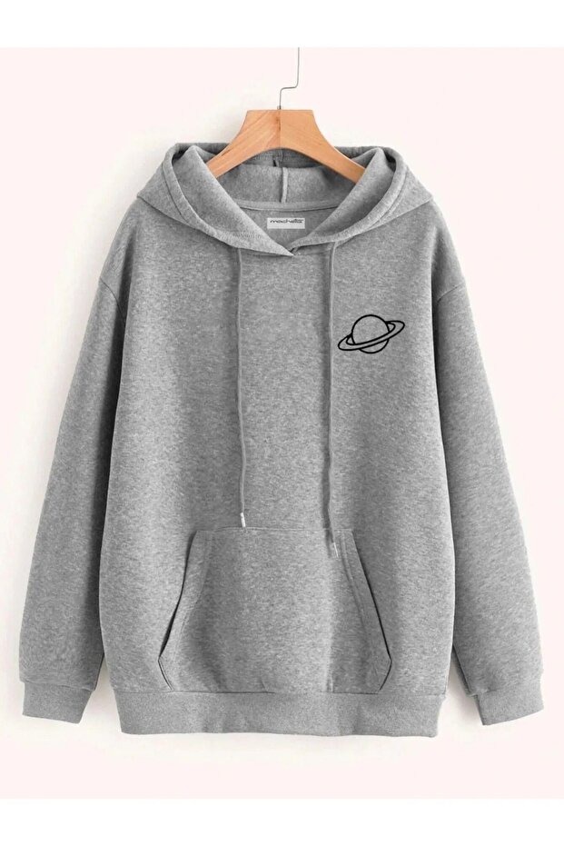 Hooded Saturn Printed Girl/Boy Sweatshirt